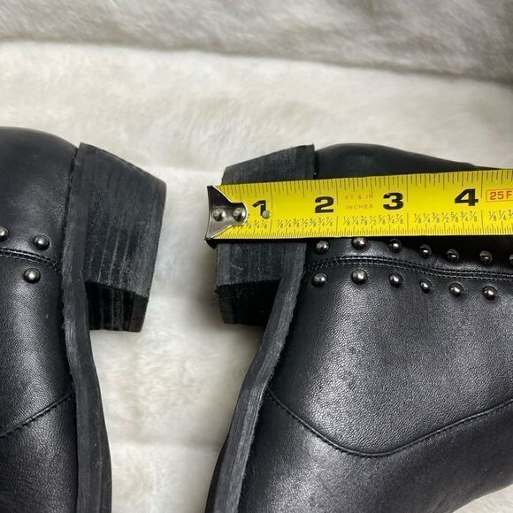 Vaneli Leather black ankle boots with side silver tone studs & side zipper SZ10 - Picture 7 of 9